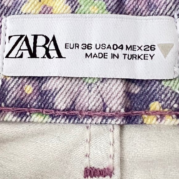 NEW! ZARA Floral High Waisted Denim 70s Shorts Lilac, Size US 04 (EU 36) - Picture 15 of 16